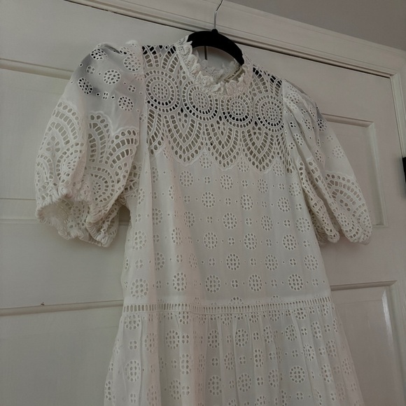 Ulla Johnson Simone Puff Sleeve Eyelet‎ Shift Dress Size 2 White Bridal Lace - Picture 4 of 16